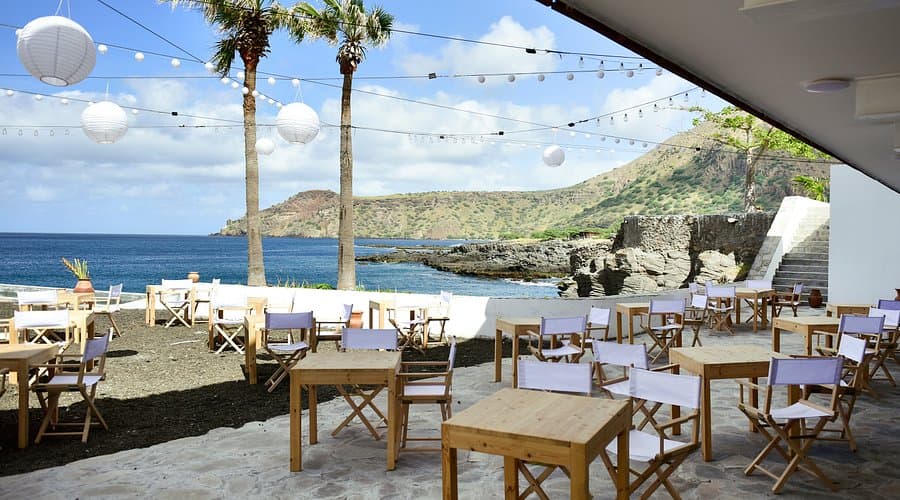Exterior of a beachside restaurant in Tarrafal, Cape Verde