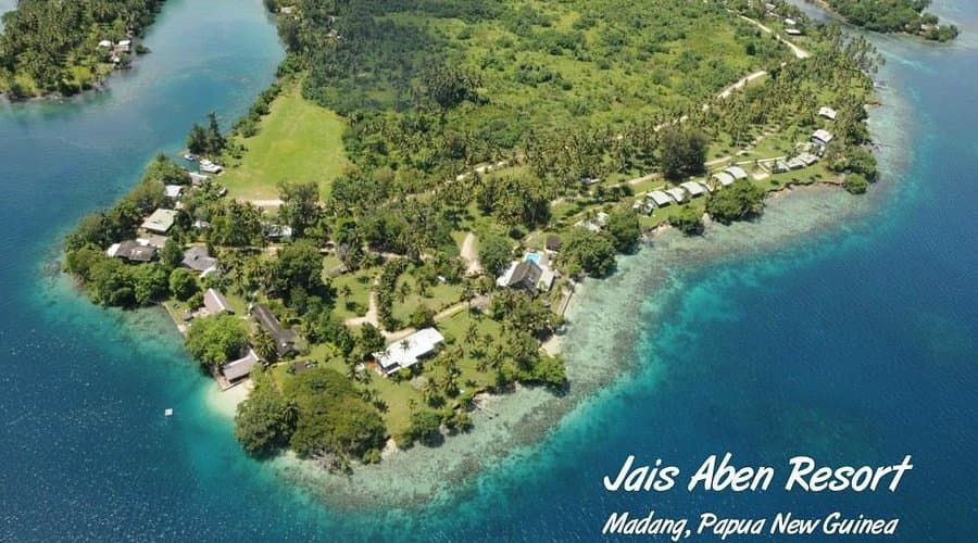 Exterior of Madang Lagoon Resort with ocean views and private villas in Papua New Guinea