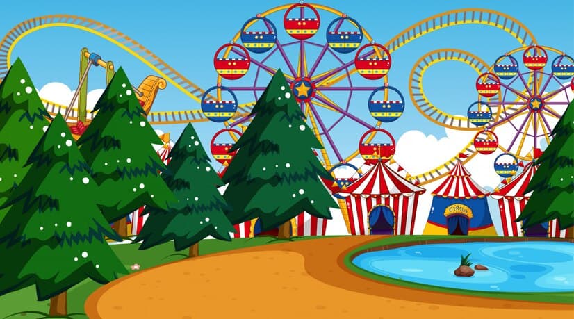 Theme park seasonal events including Easter and Mardi Gras celebrations