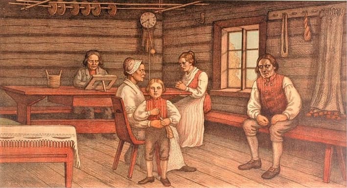 Historical images depicting traditional Finnish music and cultural events in Oravais, Vörå, Finland