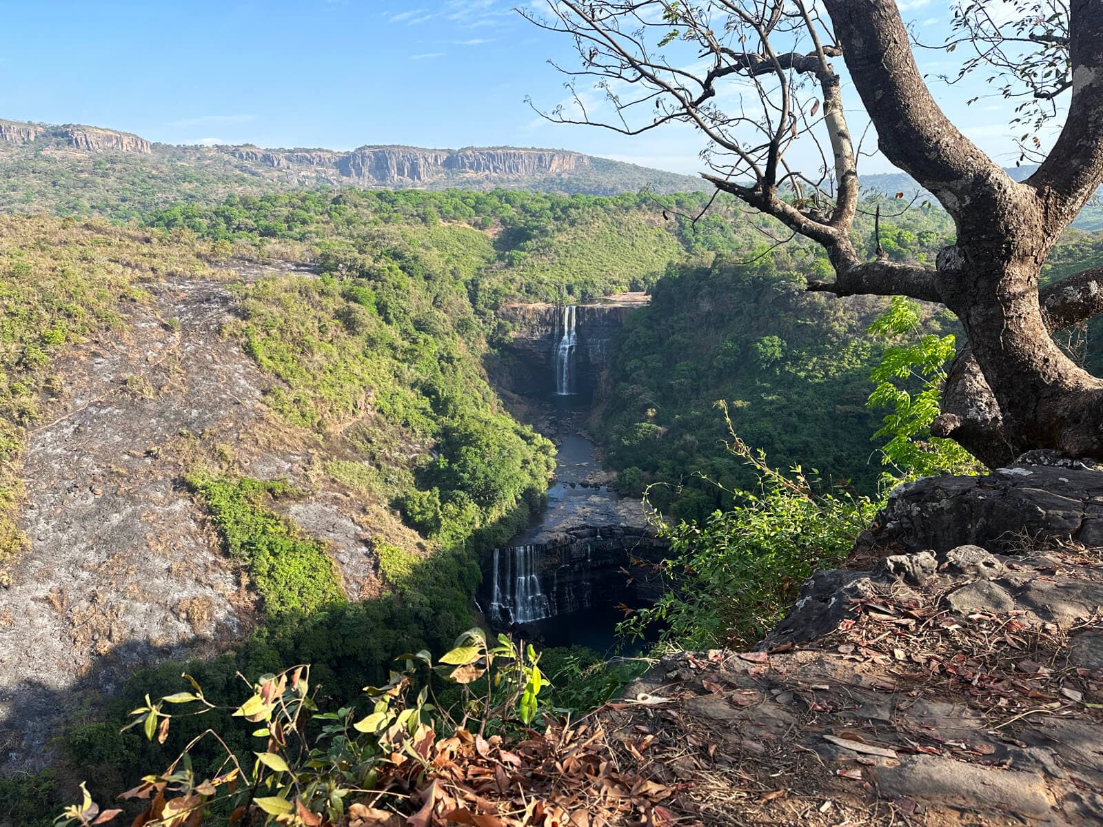 Waterfalls cascading down rocks in the Fouta Djallon highlands, Guinea