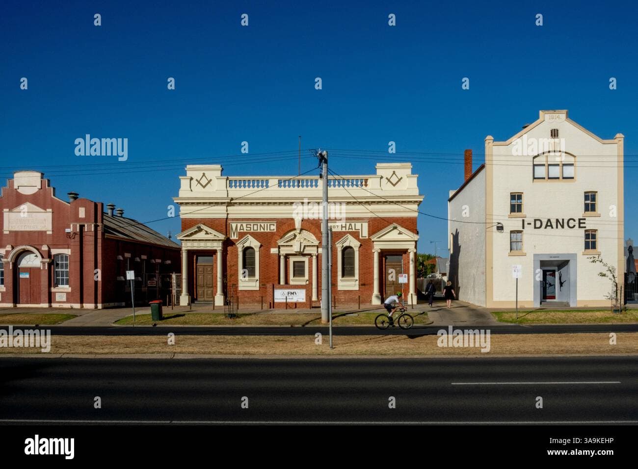 Euroa, Victoria, main street with historic architecture and spring foliage