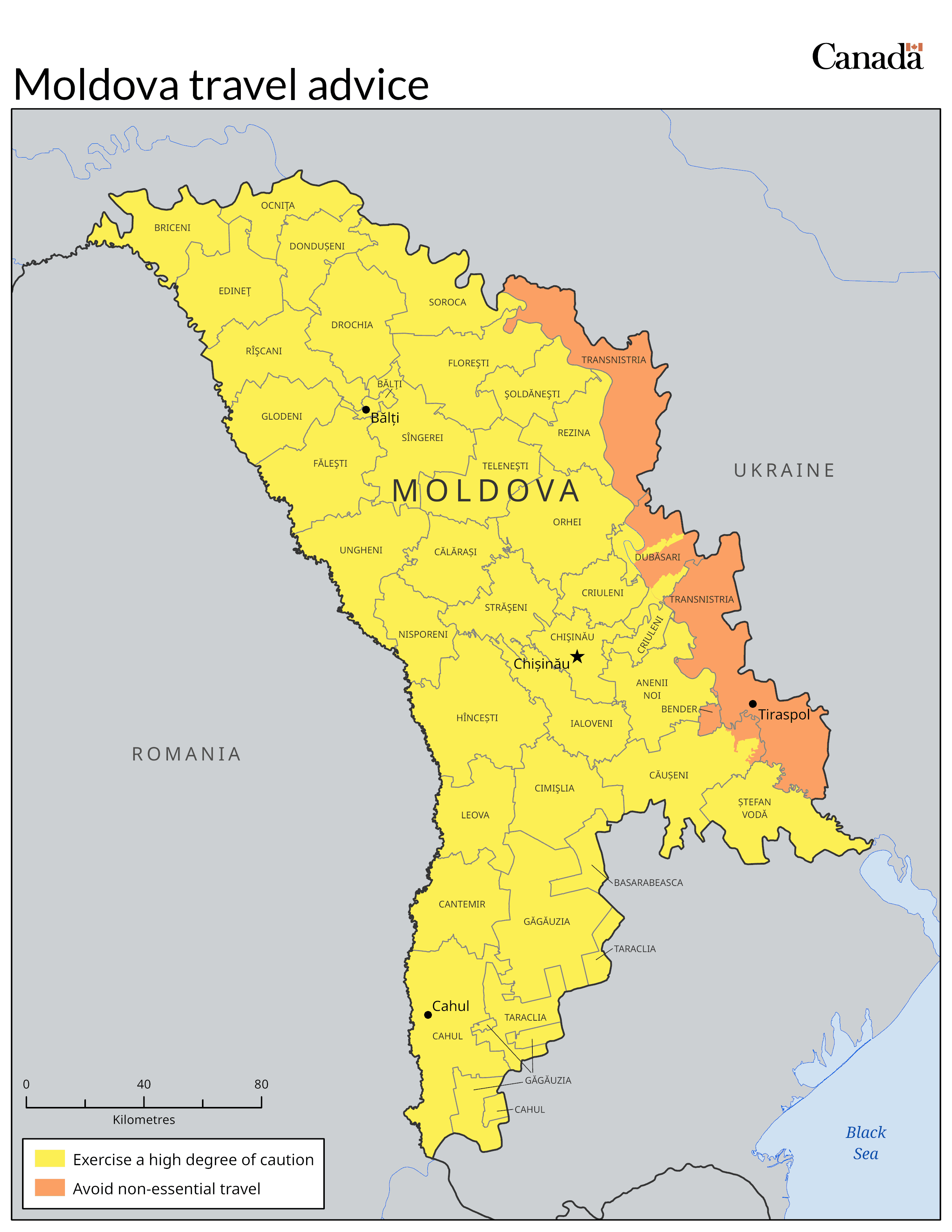Map and travel information for Bender, Moldova, with notes on spring conditions and logistics