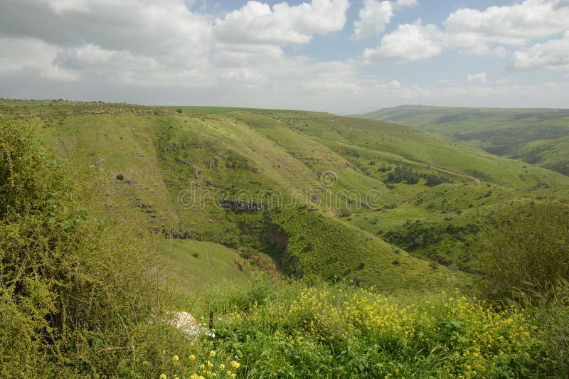 Panoramic landscape view overlooking the Jezreel Valley in Northern Israel