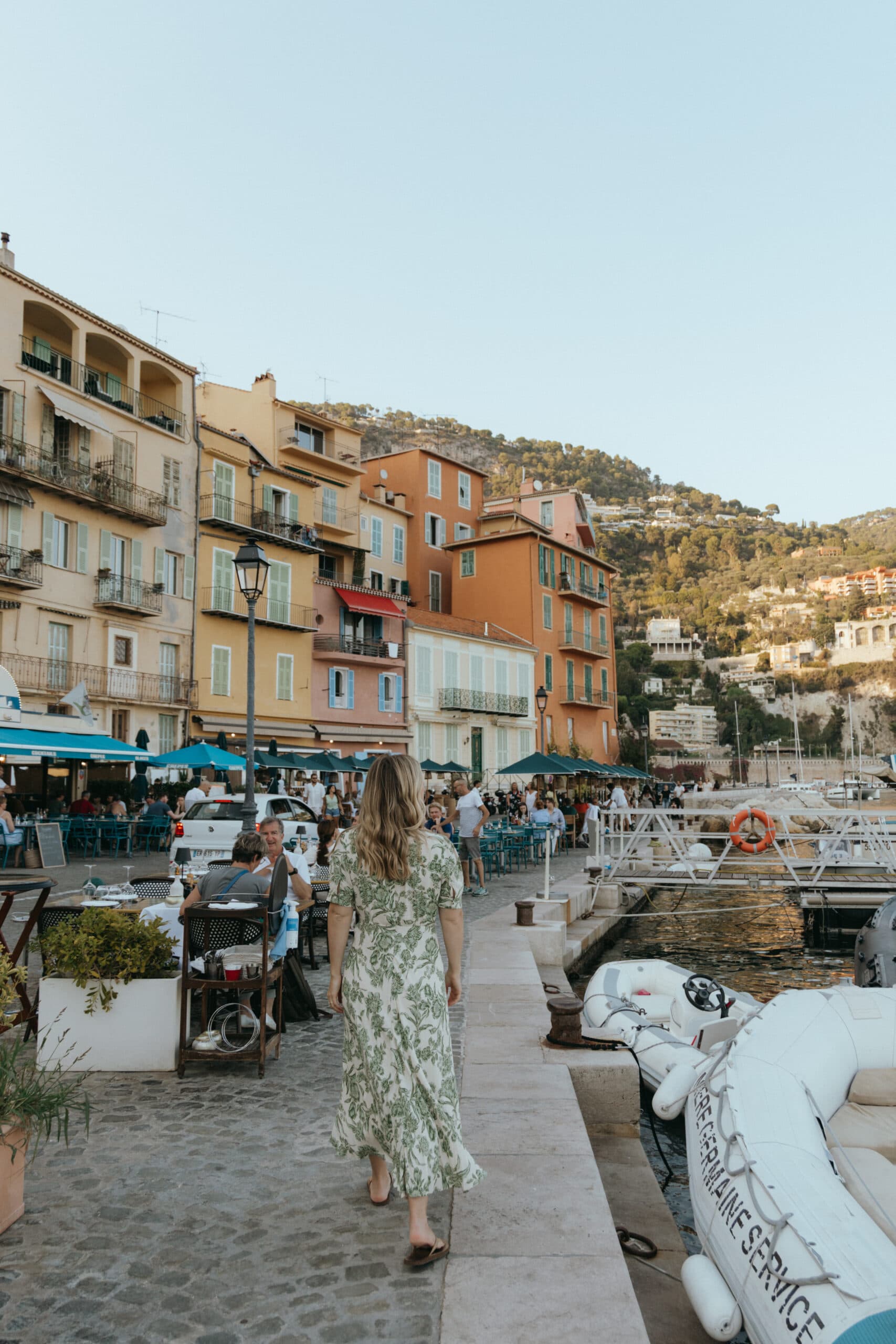 Coastal view of Nice, France with fresh seafood and spring flowers
