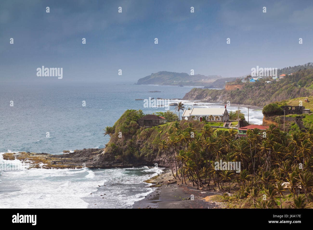 Coastal landscape of Biabou, Saint Vincent and the Grenadines during spring season