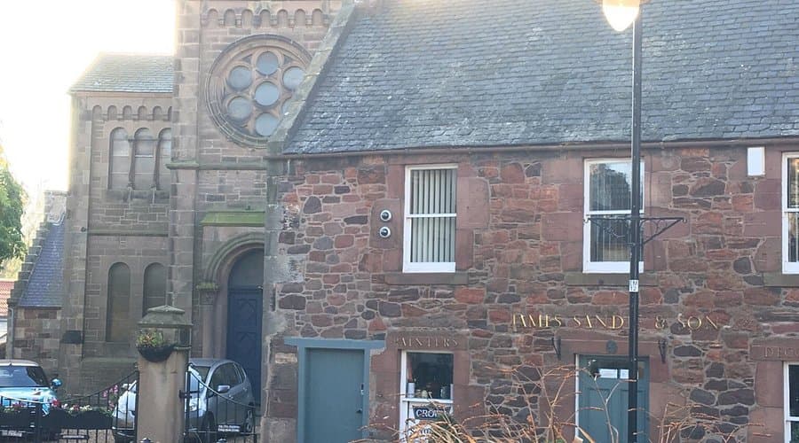 Stone facade of The Crown & Kitchen pub in the village of East Linton
