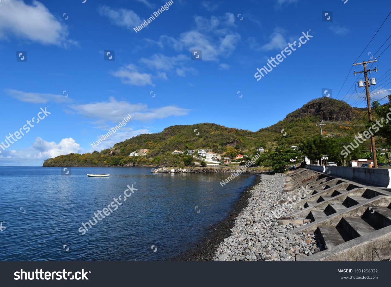 View of Layou town and coastline in Saint Vincent And The Grenadines