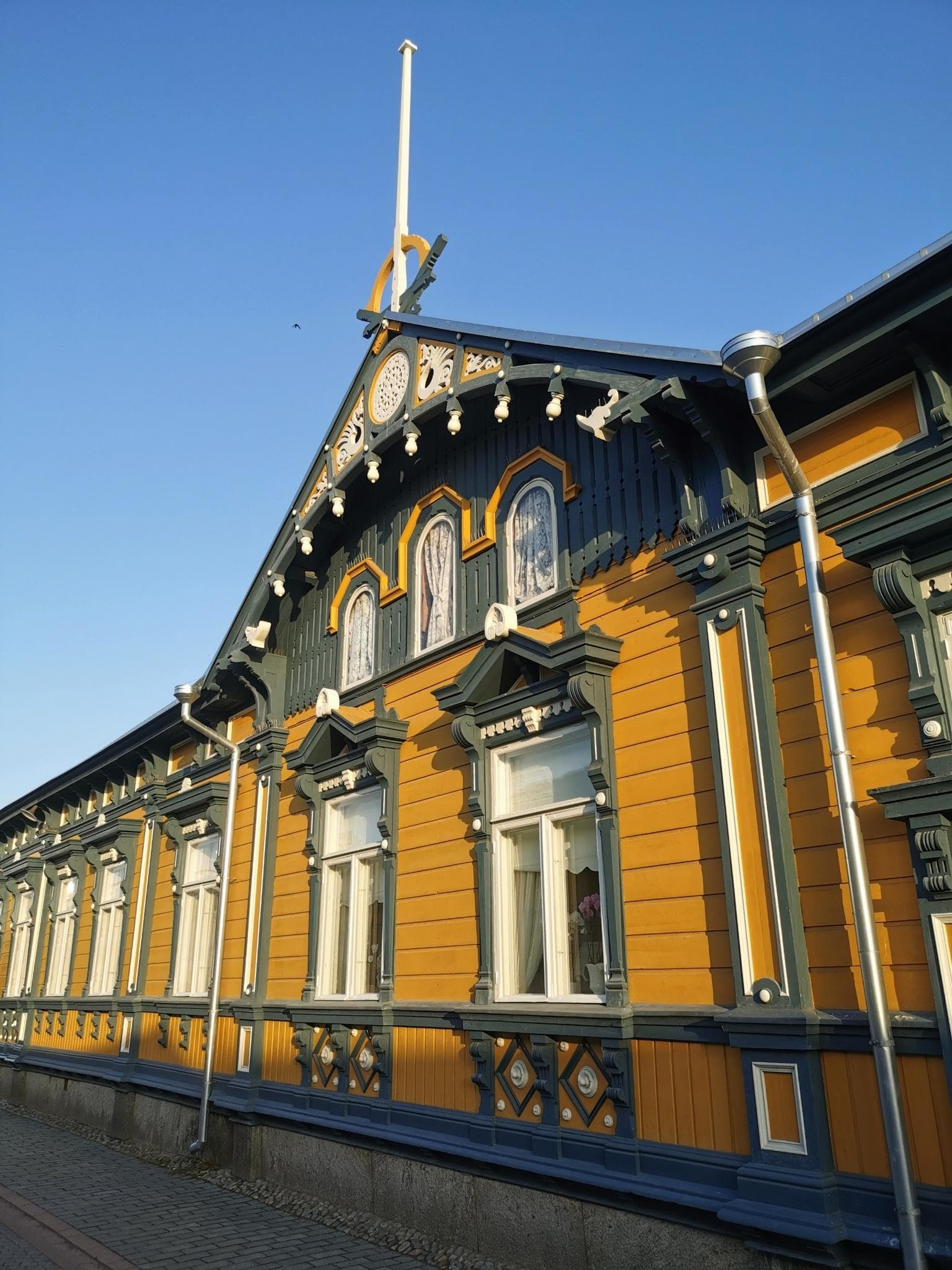 Exterior of a traditional wooden building or church structure in the Eura area