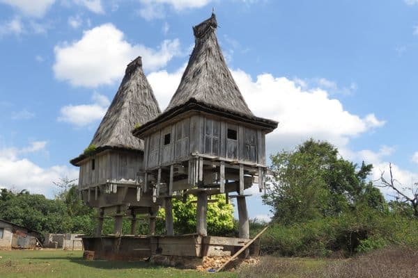 Exterior of an uma lulik sacred house in a village in East Timor