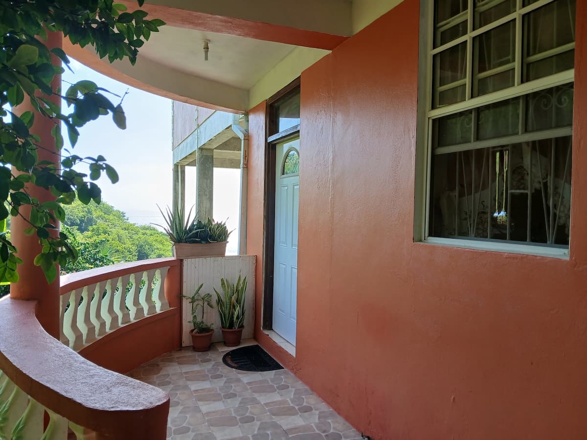 Parking and vehicle rental areas near accommodations in Mahaut, Dominica