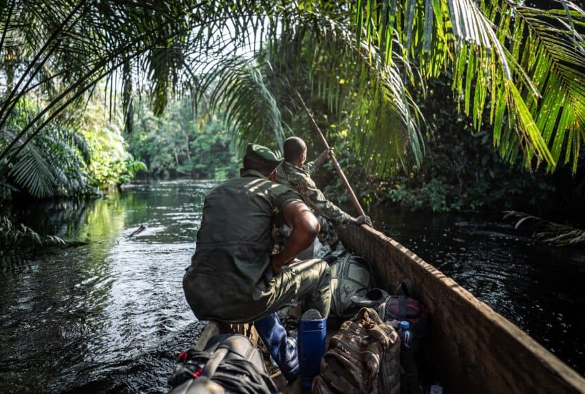 Riverboat on the Congo River near Bolobo, illustrating a typical excursion route through the Central African rainforest