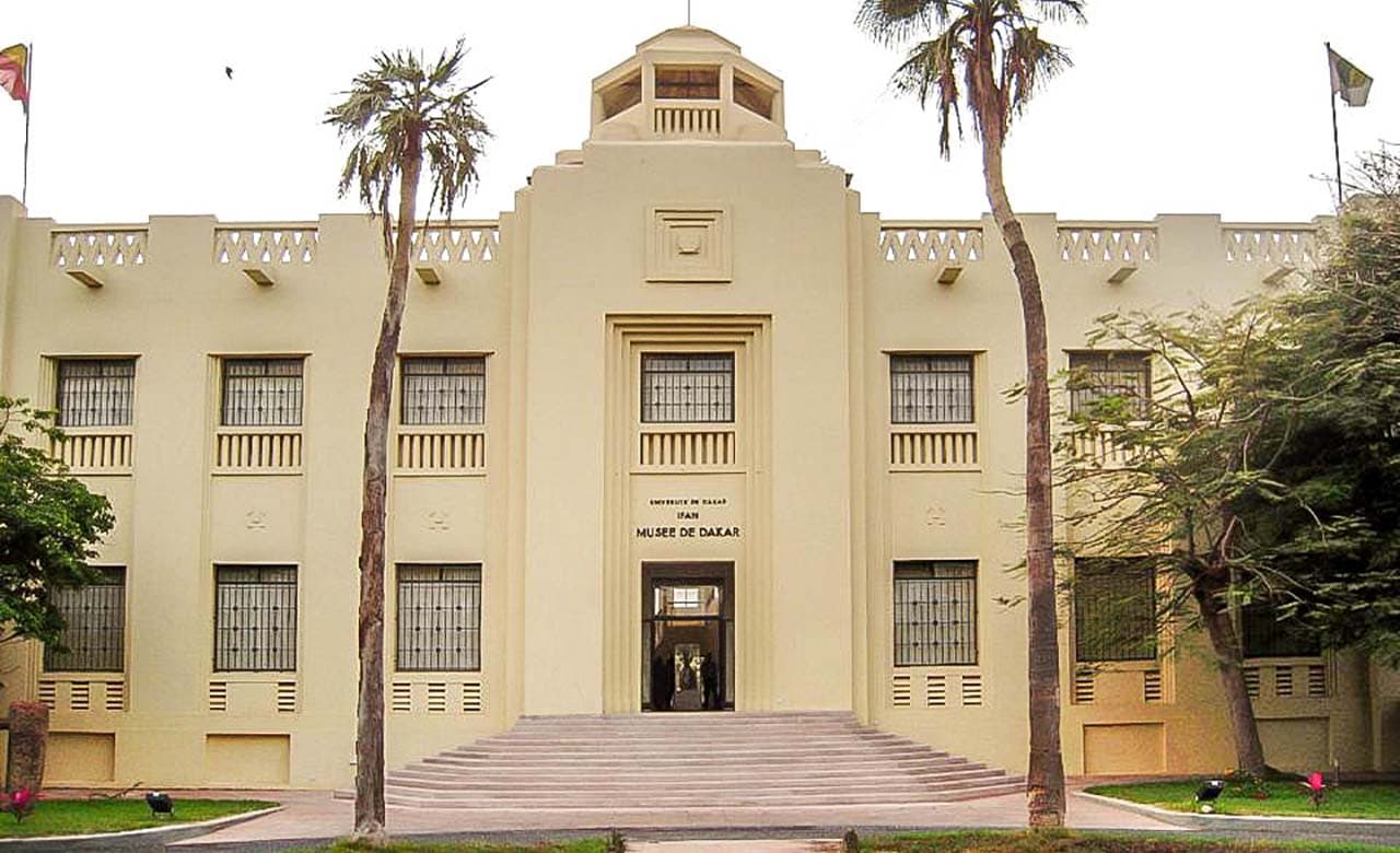 Facade of the Musée Théodore Monod d’Art Africain in Dakar, Senegal, a cultural landmark with distinctive architecture