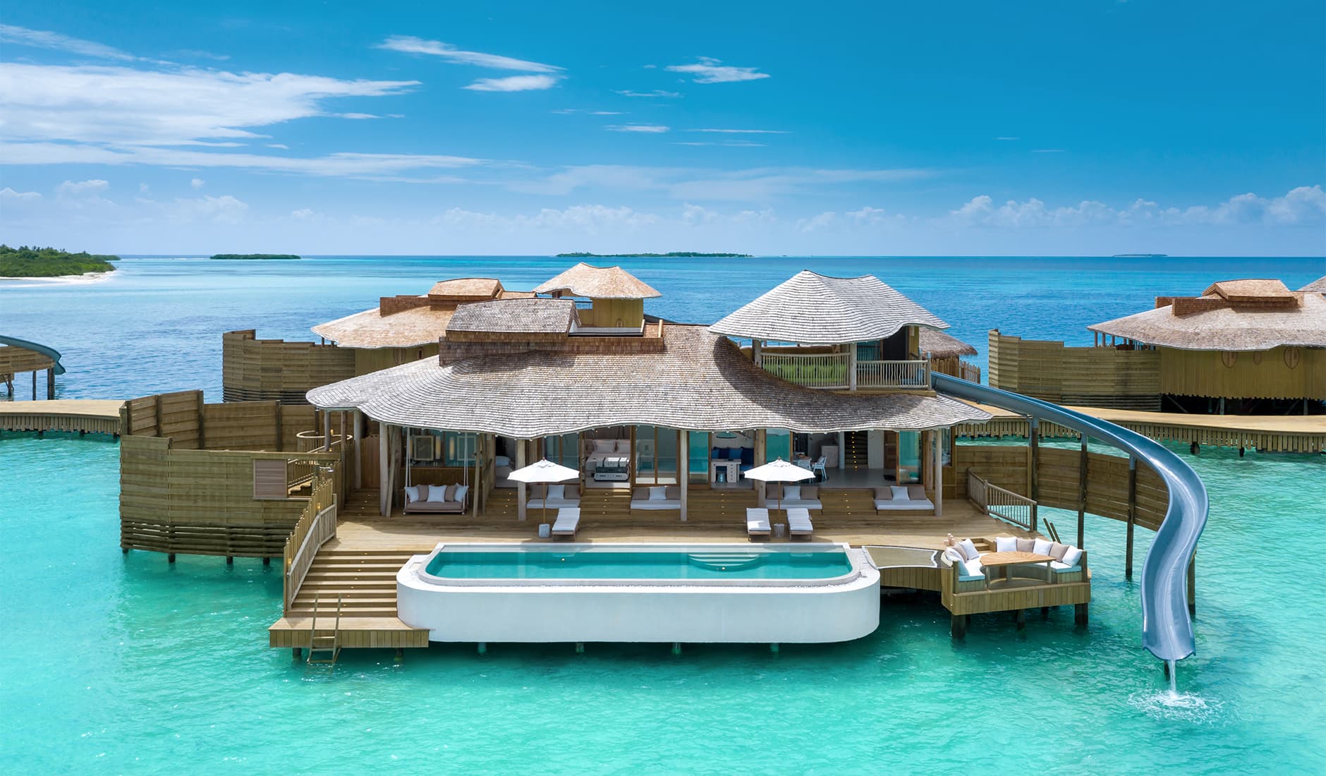 Luxury resort destinations in Maldives and Sardinia with natural beauty