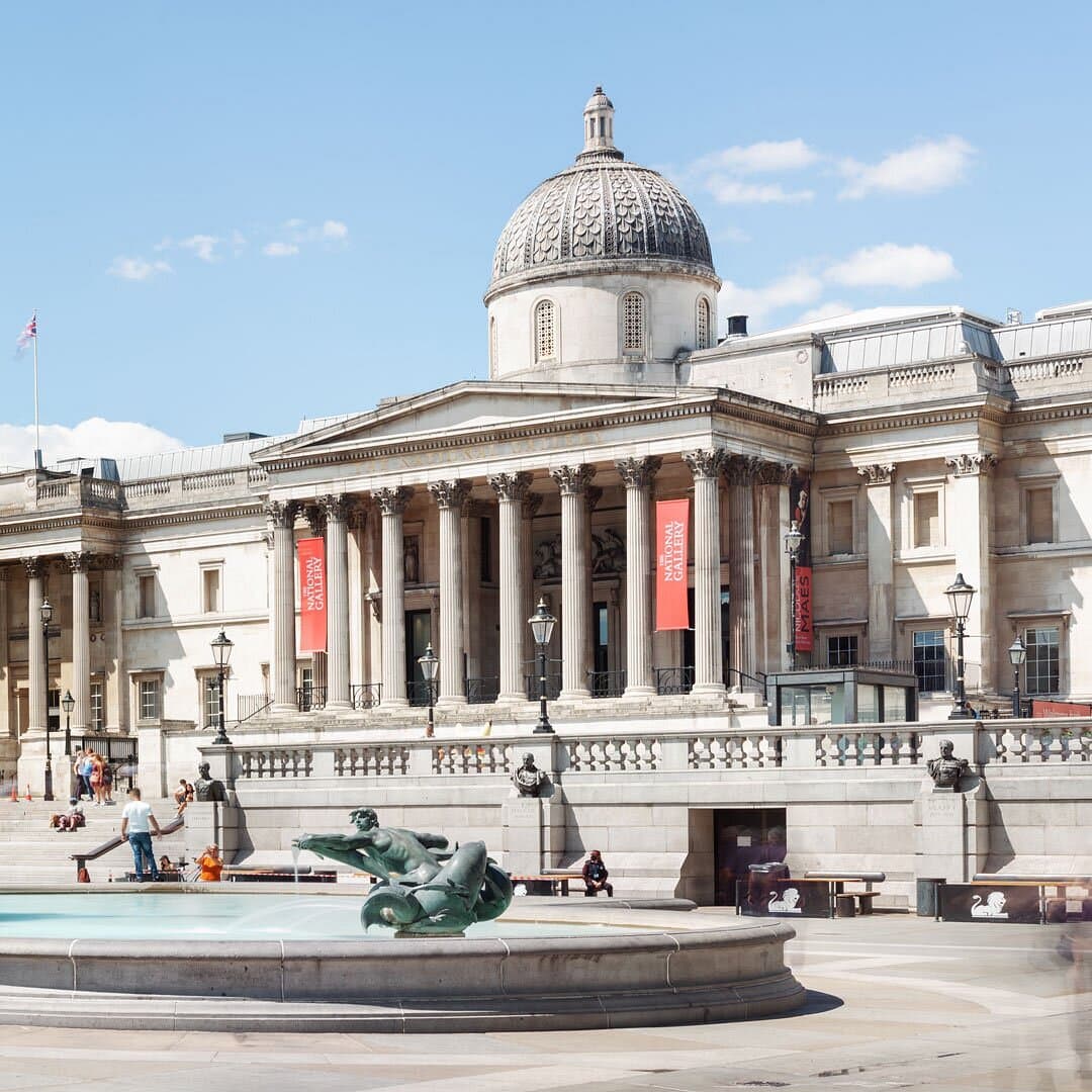National Gallery London exterior and paintings spring photo