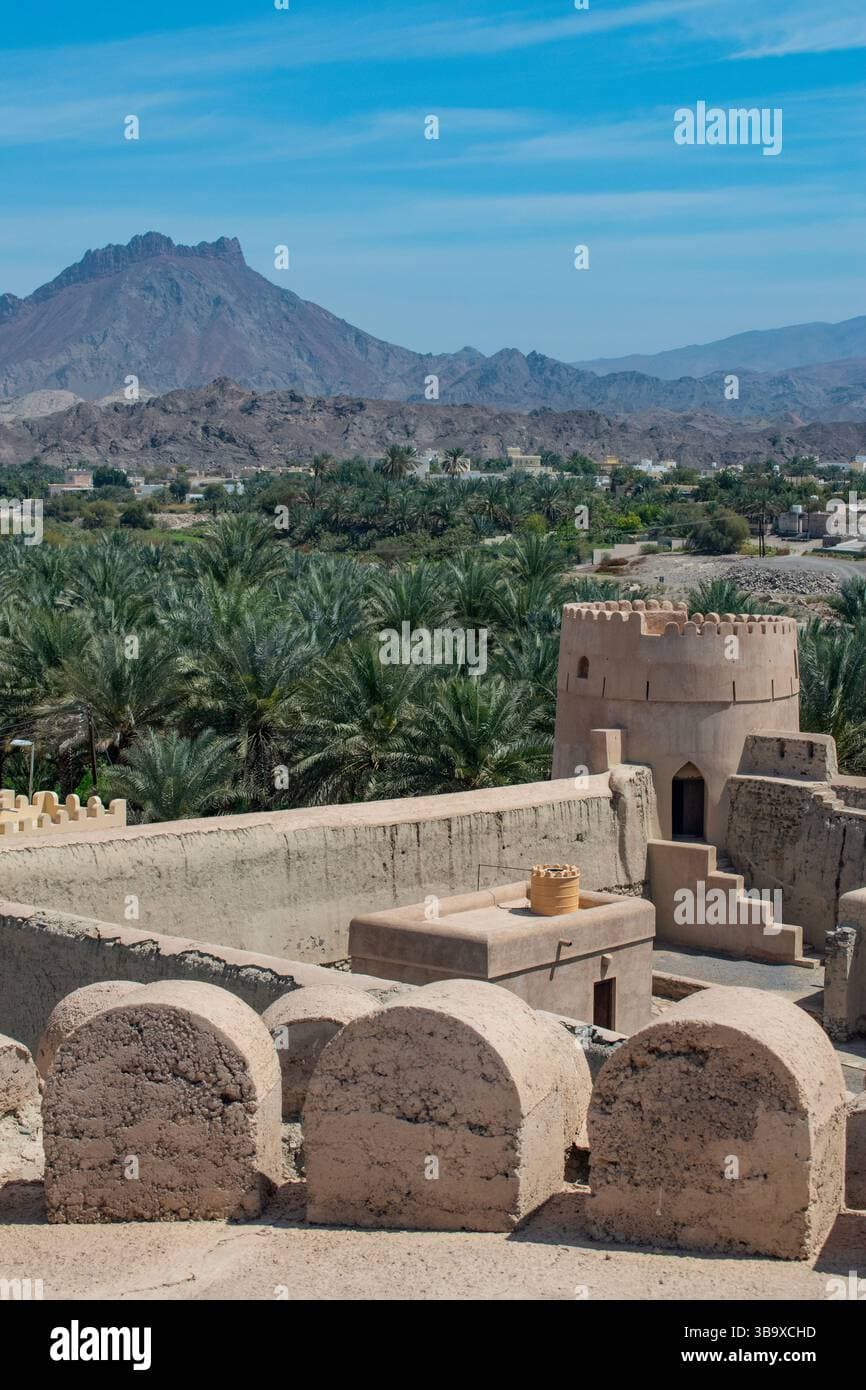 Bidbid Fort exterior with panoramic desert vista, Oman